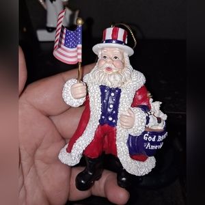 Kurt S. Adler Holly Dearies Christmas Ornaments Santa God Bless America 4"